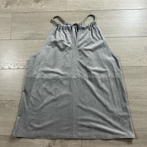 Gray Faux Suede Halter Neck Tank Blouse Top - Picture 1 of 6
